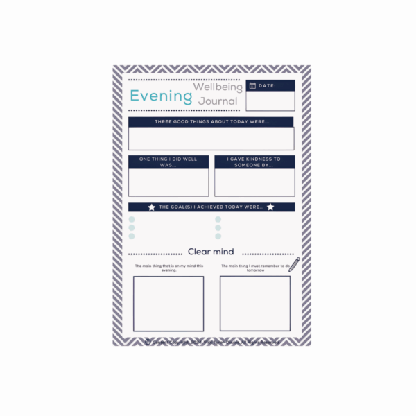 Evening Wellbeing Journal Download (for Teacher Wellbeing)