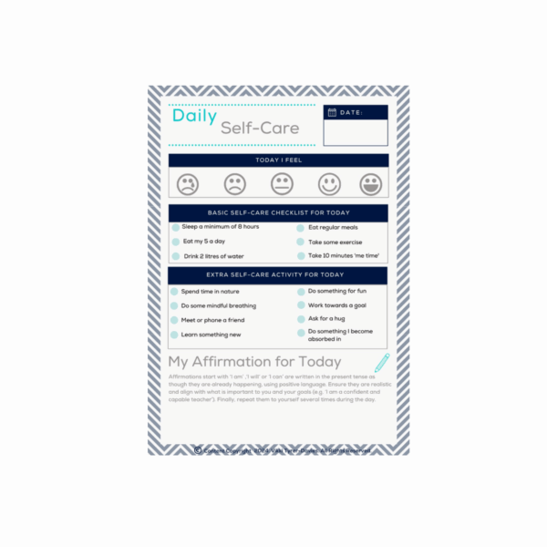 Daily Self Care Download (for Teacher Wellbeing)